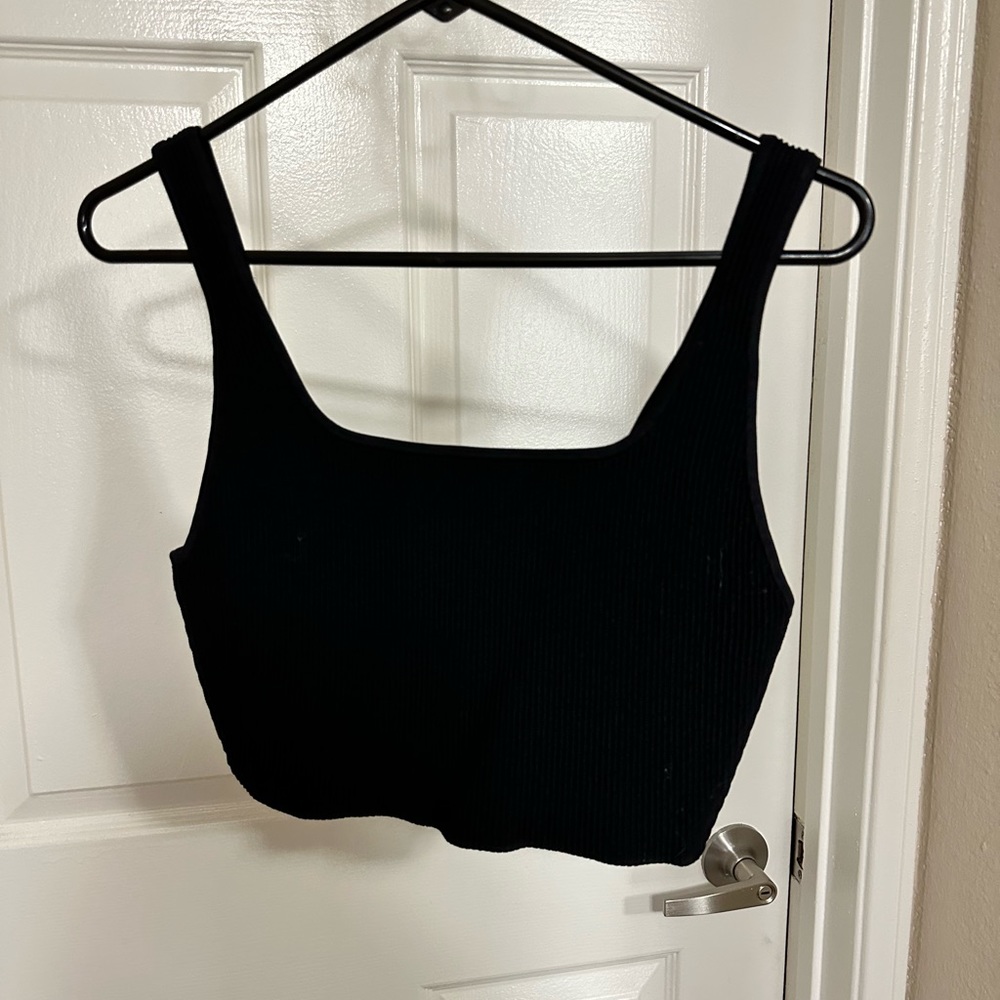 Black Ribbed Babaton Crop Top from Aritzia